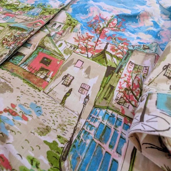 CJ Banks Cityscape Watercolor Shirt Jacket, 2X Stretch Denim Long Sleeve Boho - Picture 6 of 11